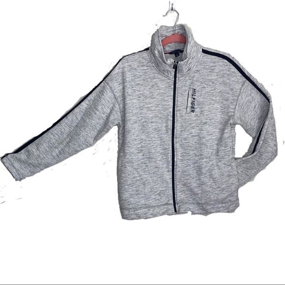 2/$30 TOMMY HILFIGER LIGHT GRAY Zip Up Knit Jacket - Picture 1 of 7